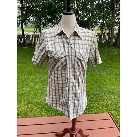 Bit & Bridle Mens Green Plaid Short Sleeve Button-Up Shirt Size M Cotton Casual - Picture 1 of 8